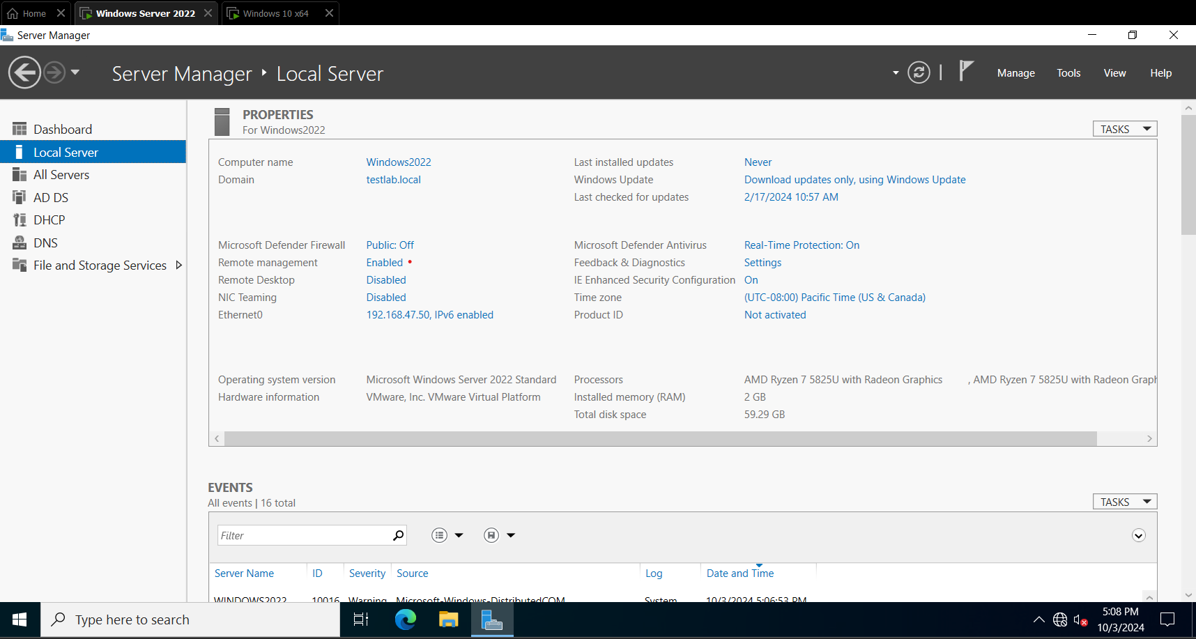 Windows Server Domain Settings