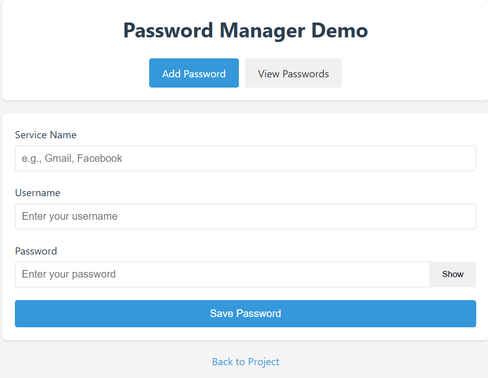Password Manager Demo Preview